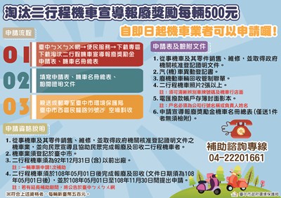 二行程機車報廢宣導獎金　中市業者快申請